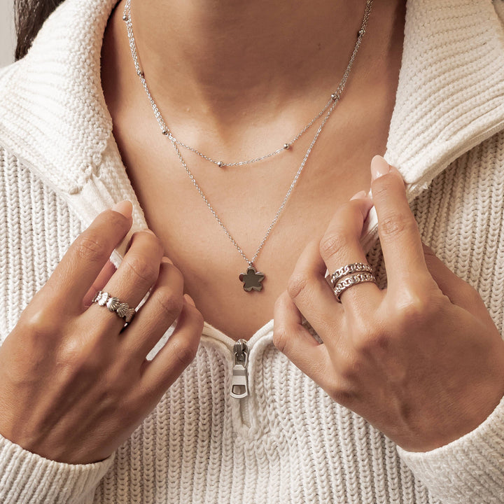 Layered Satellite Flower Necklace Waterproof