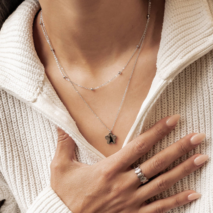 Layered Satellite Flower Necklace Waterproof