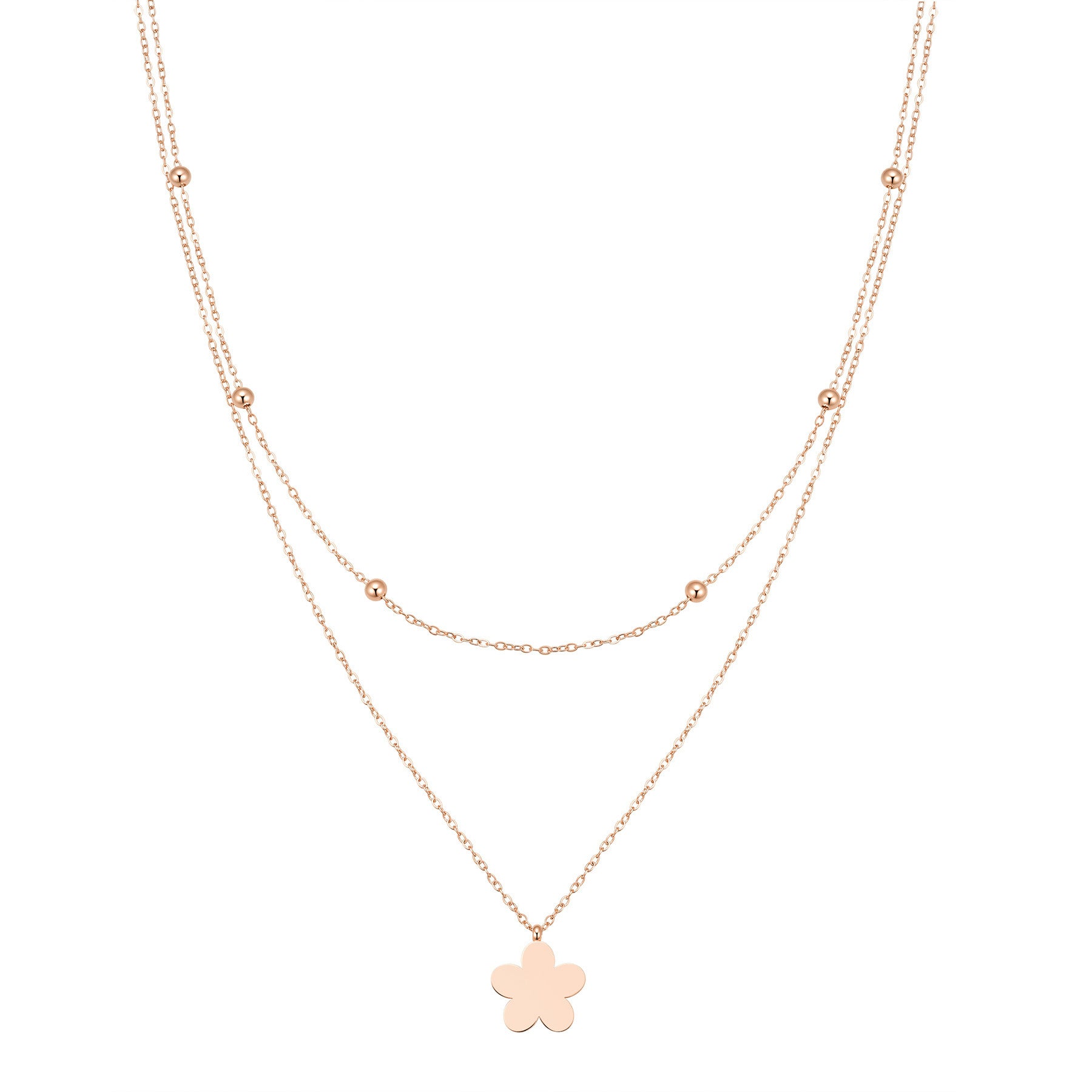 Layered Satellite Flower Necklace Waterproof