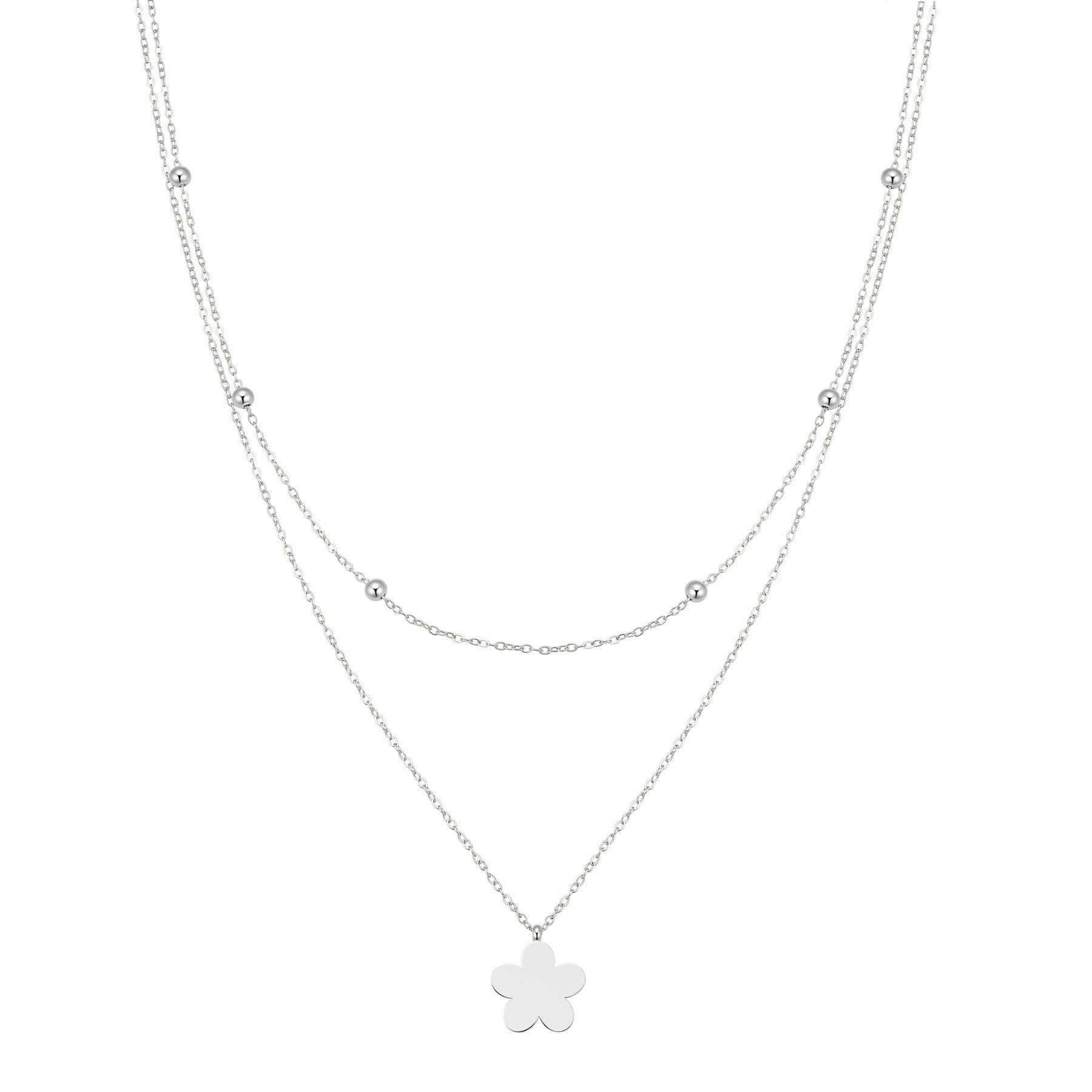 Layered Satellite Flower Necklace Waterproof
