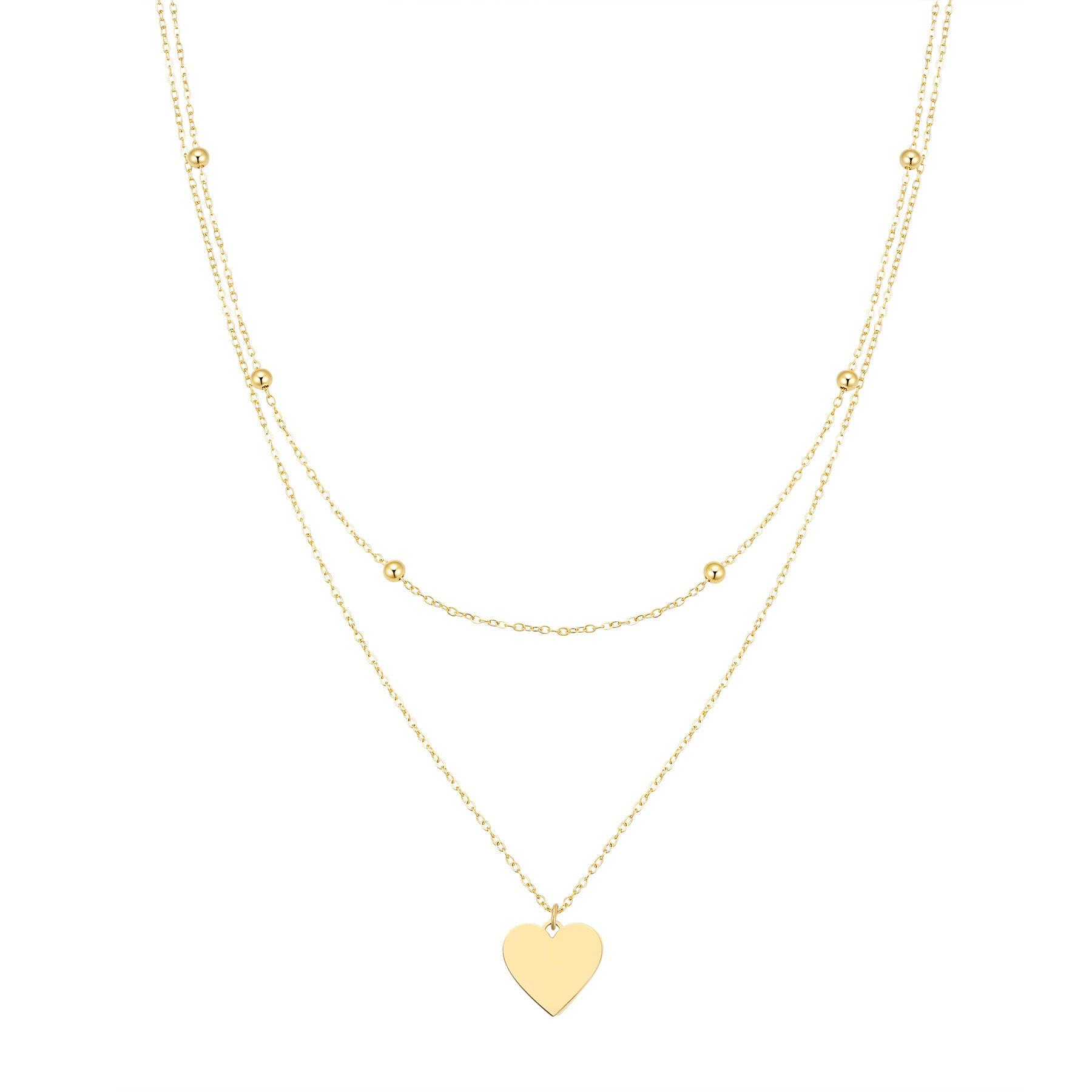 Layered Satellite Heart Necklace Waterproof