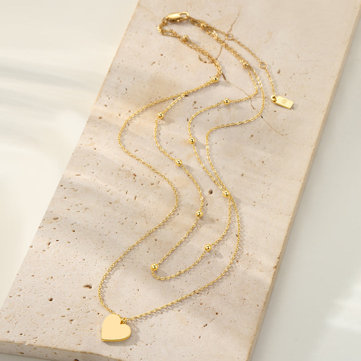 Layered Satellite Heart Necklace Waterproof
