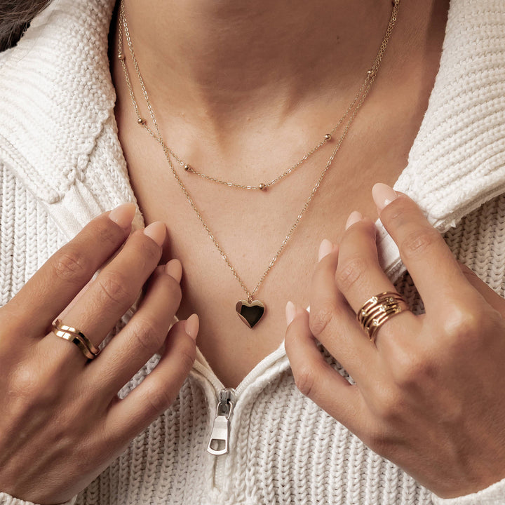 Layered Satellite Heart Necklace Waterproof