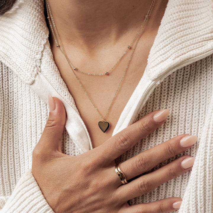 Layered Satellite Heart Necklace Waterproof