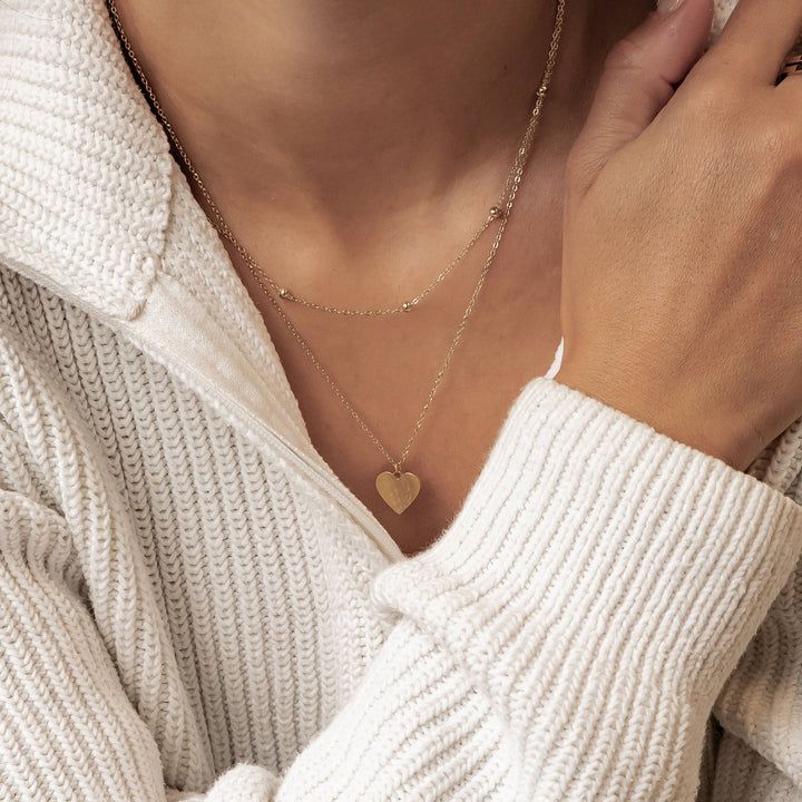 Layered Satellite Heart Necklace Waterproof