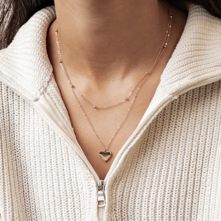Layered Satellite Heart Necklace Waterproof
