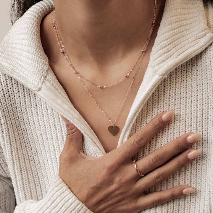 Layered Satellite Heart Necklace Waterproof