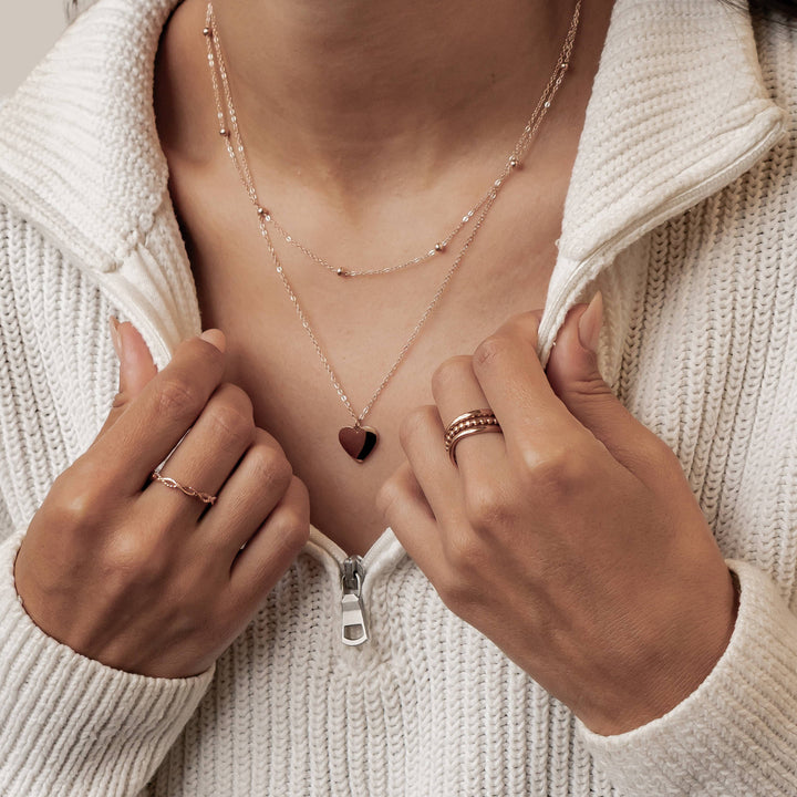 Layered Satellite Heart Necklace Waterproof
