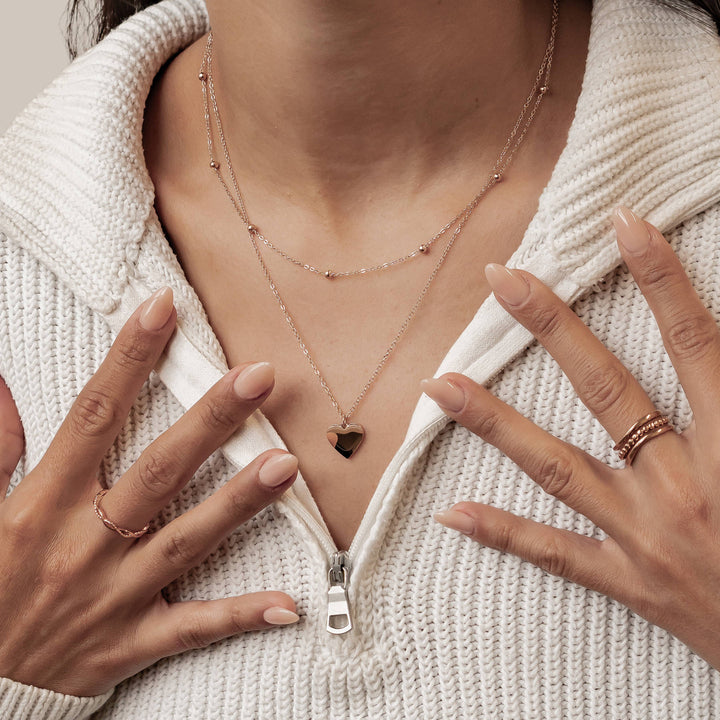 Layered Satellite Heart Necklace Waterproof