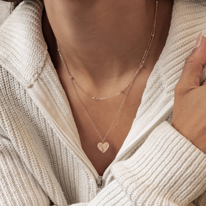 Layered Satellite Heart Necklace Waterproof