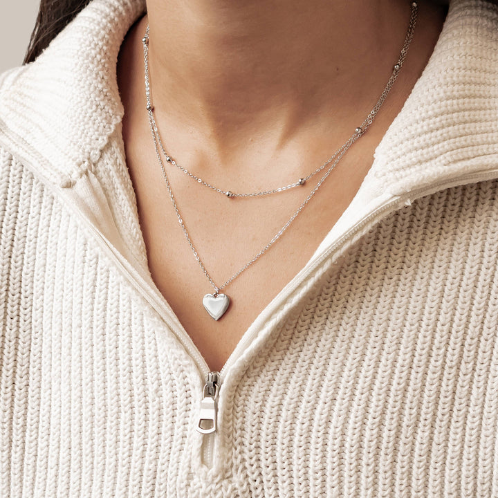 Layered Satellite Heart Necklace Waterproof