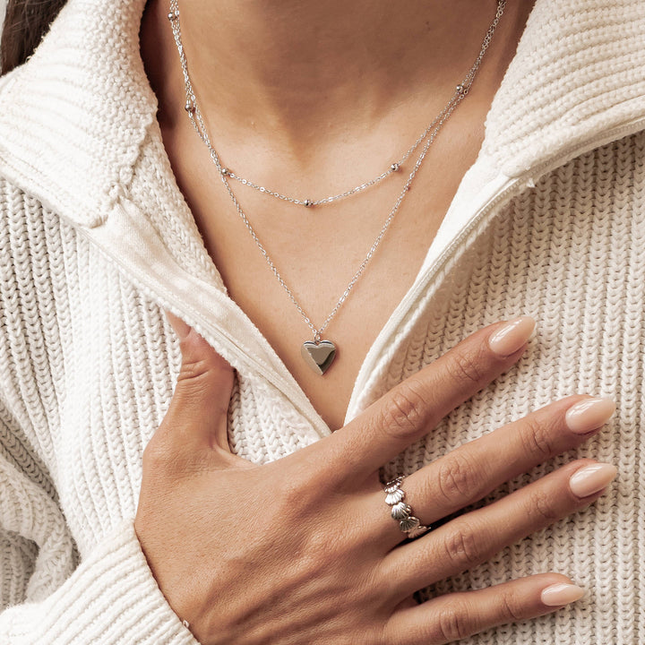Layered Satellite Heart Necklace Waterproof