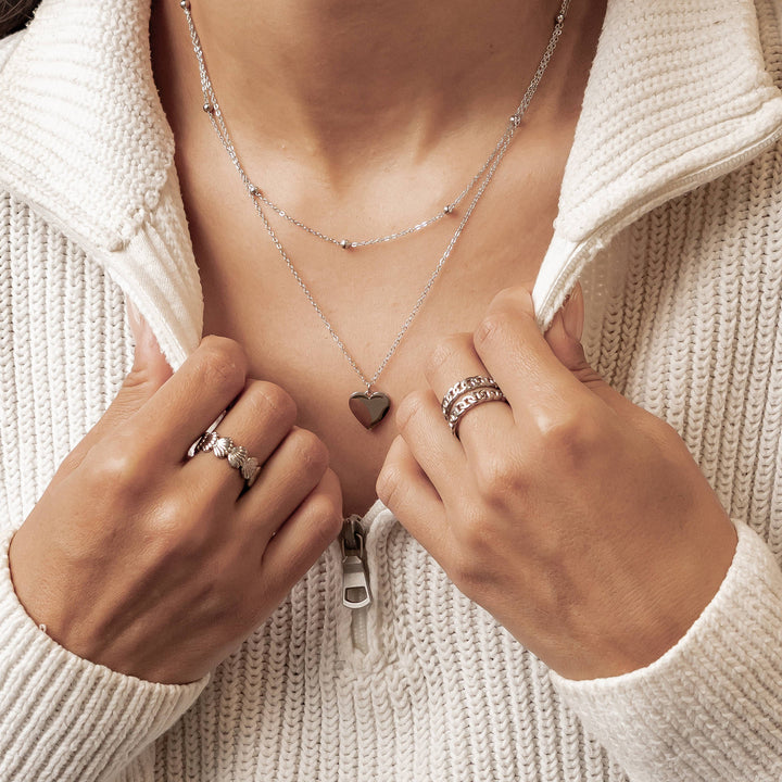 Layered Satellite Heart Necklace Waterproof