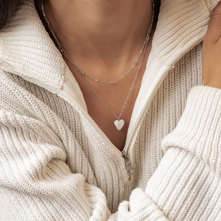Layered Satellite Heart Necklace Waterproof