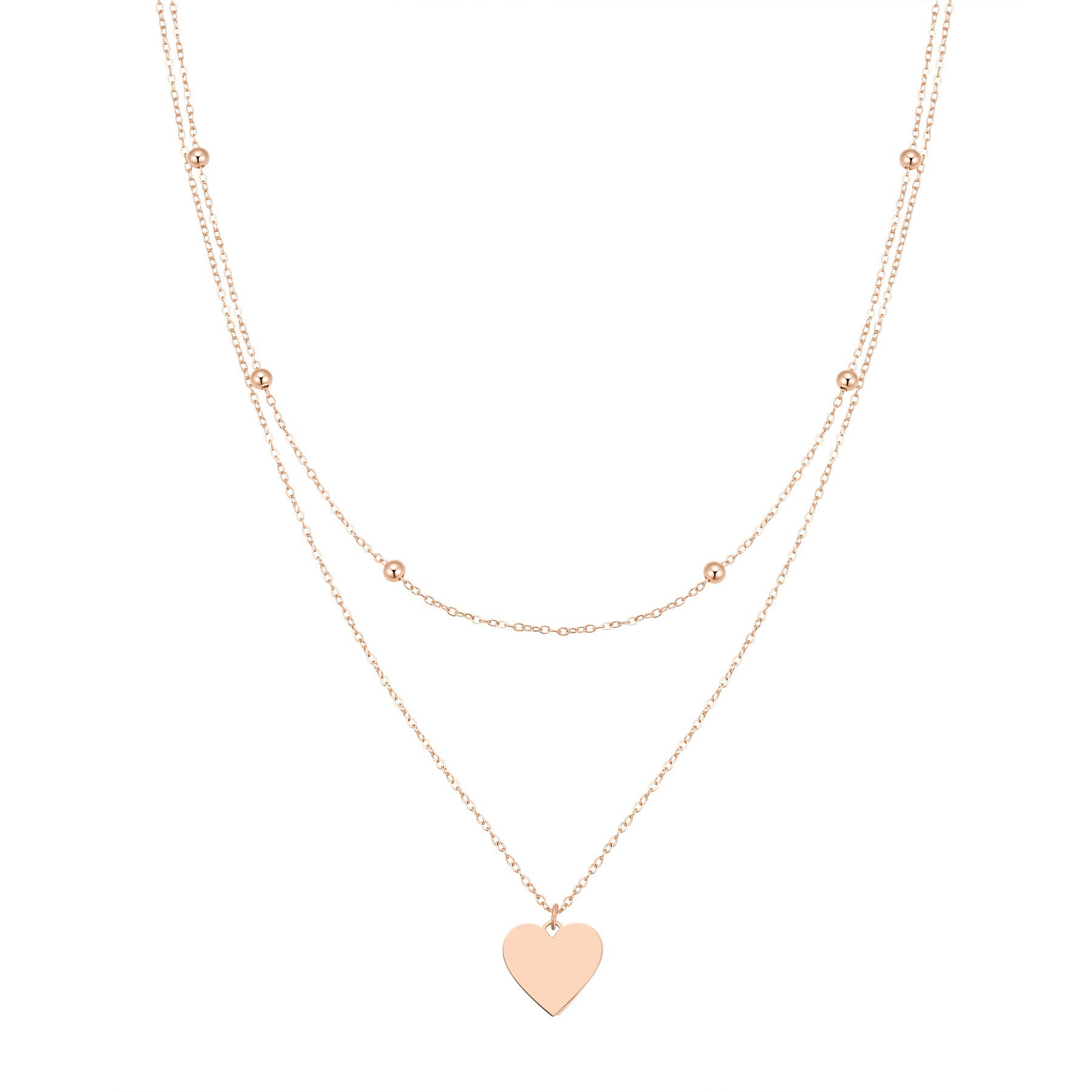 Layered Satellite Heart Necklace Waterproof
