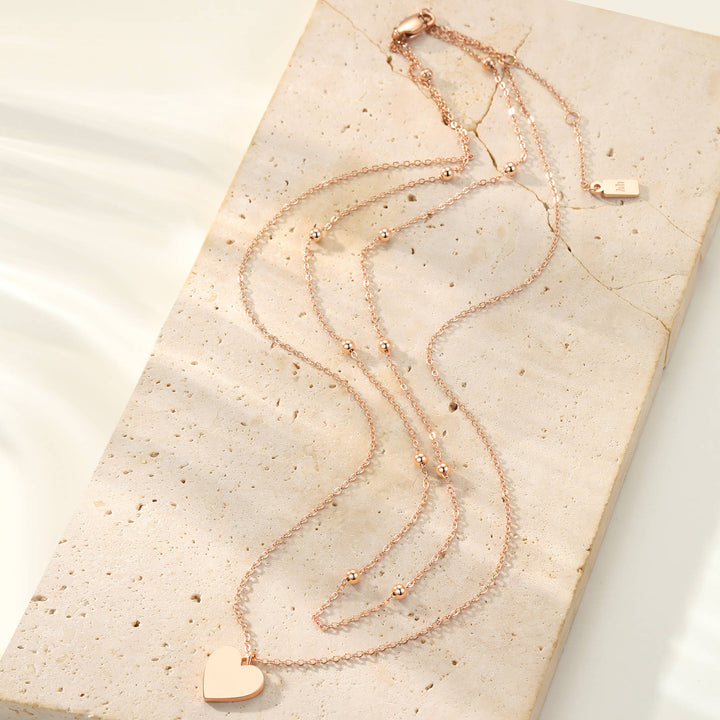 Layered Satellite Heart Necklace Waterproof