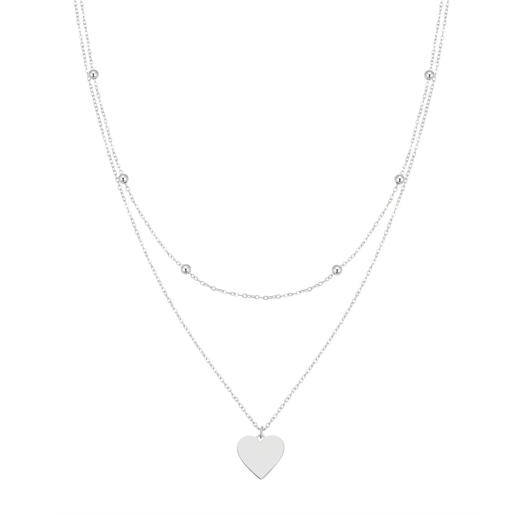 Layered Satellite Heart Necklace Waterproof