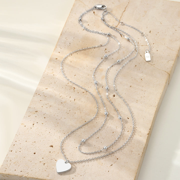 Layered Satellite Heart Necklace Waterproof