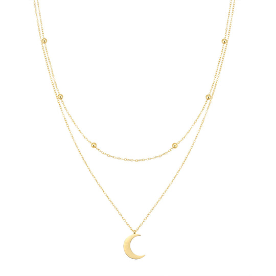 Layered Satellite Moon Necklace Waterproof