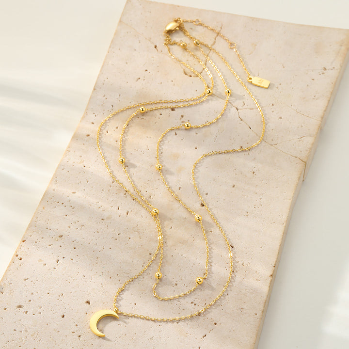 Layered Satellite Moon Necklace Waterproof
