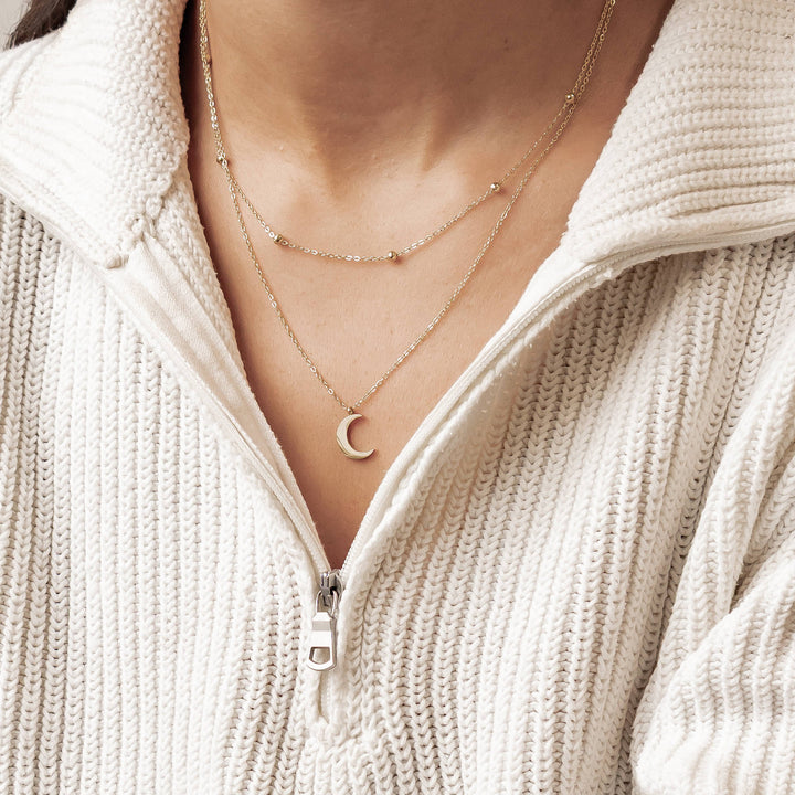 Layered Satellite Moon Necklace Waterproof