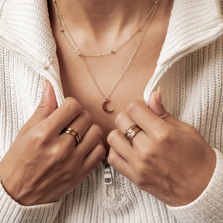 Layered Satellite Moon Necklace Waterproof