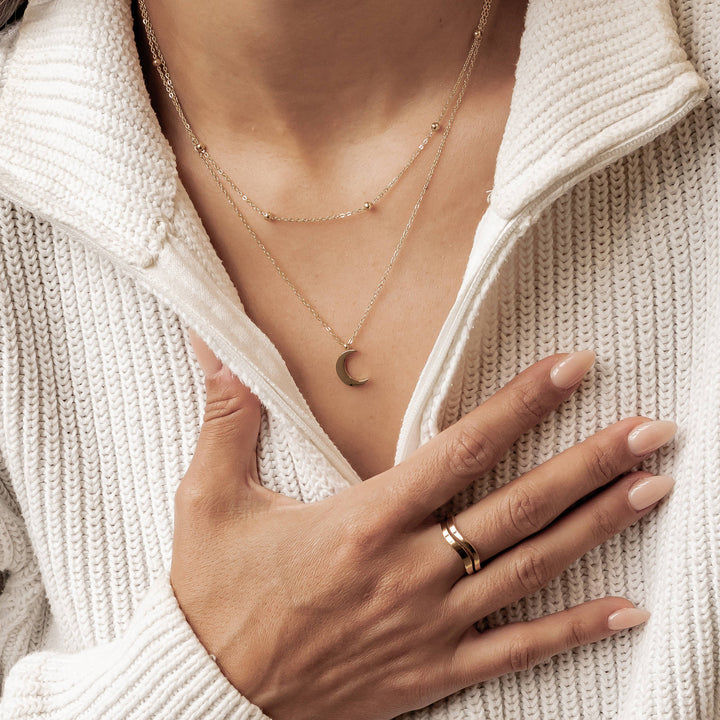 Layered Satellite Moon Necklace Waterproof