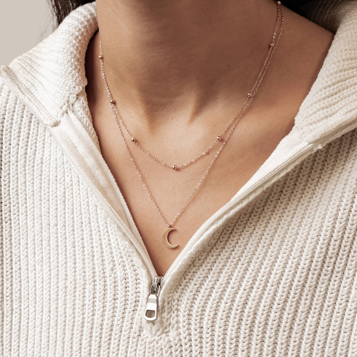 Layered Satellite Moon Necklace Waterproof