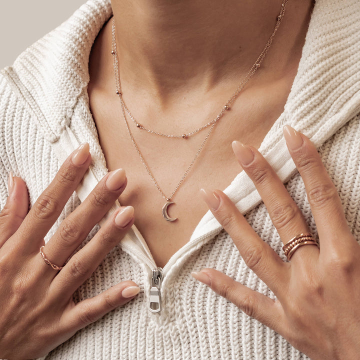 Layered Satellite Moon Necklace Waterproof