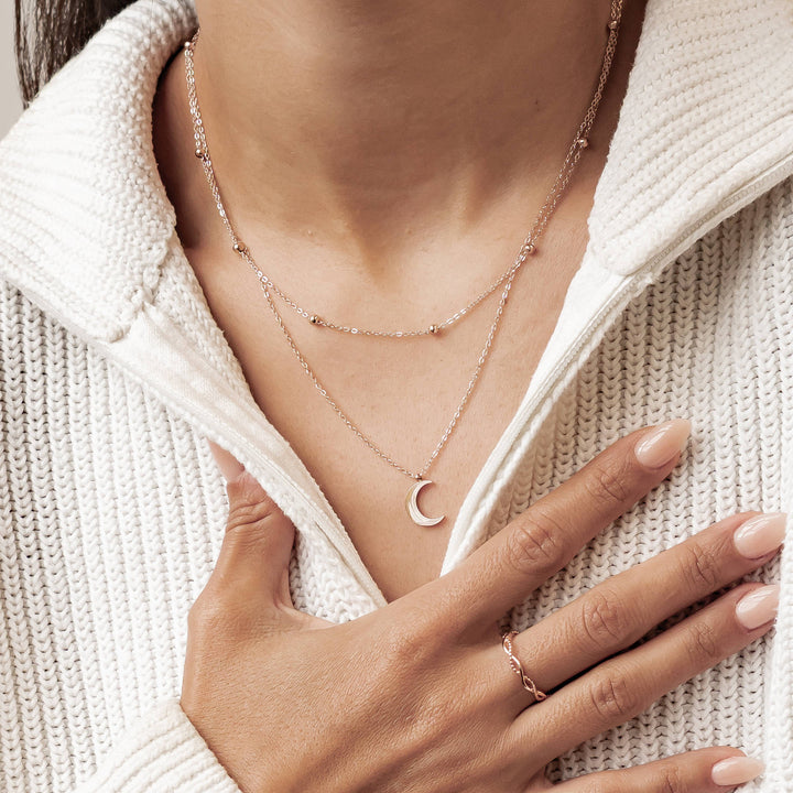 Layered Satellite Moon Necklace Waterproof