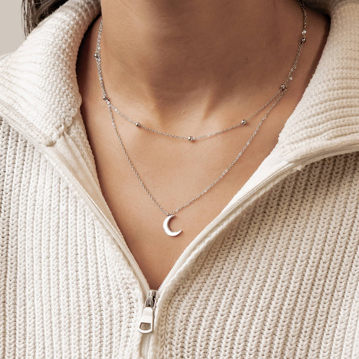 Layered Satellite Moon Necklace Waterproof