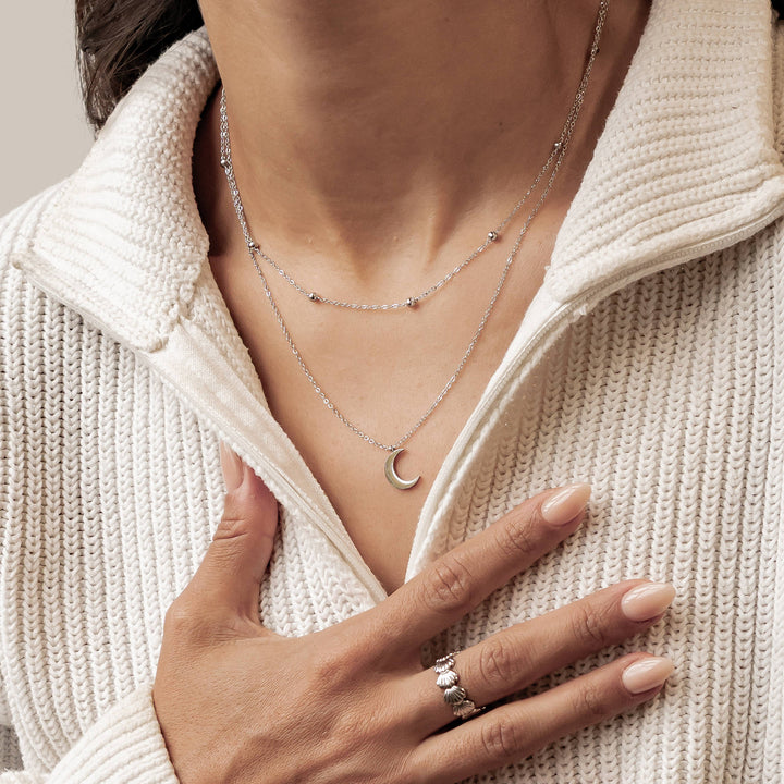 Layered Satellite Moon Necklace Waterproof