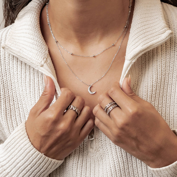 Layered Satellite Moon Necklace Waterproof