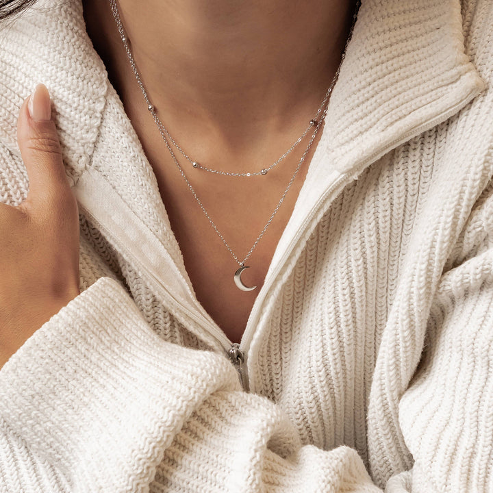 Layered Satellite Moon Necklace Waterproof