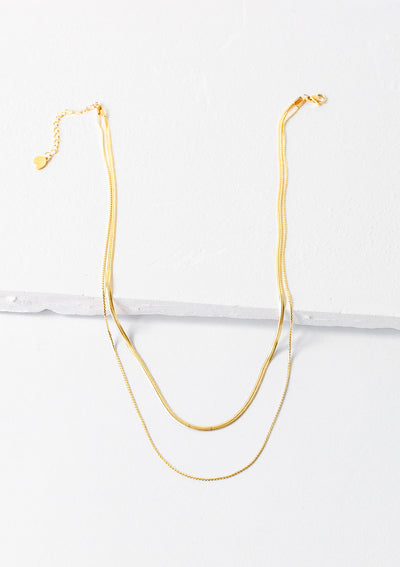 Delicate Layered Necklace Snake Chain Gold