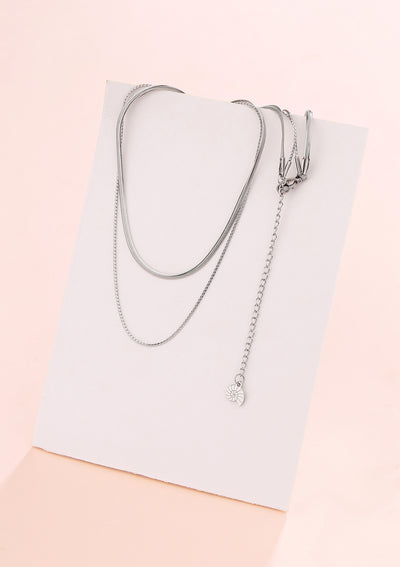 Delicate Layered Necklace Snake Chain Silver