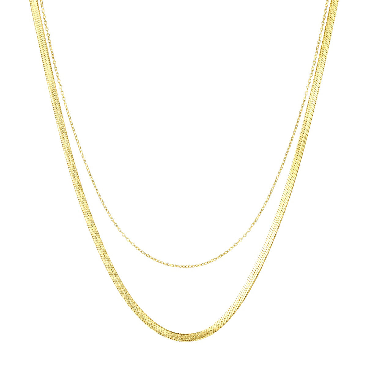 Collier Multi Rangs Chaîne Serpent et Câble en Or