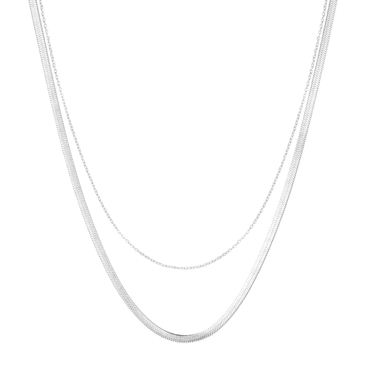 Collier Multi Rangs Chaîne Serpent et Câble en Argent