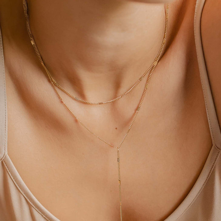 Doppelreihige Y Kette in Goldfarbe