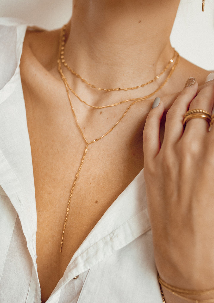 Doppelreihige Y Kette in Goldfarbe
