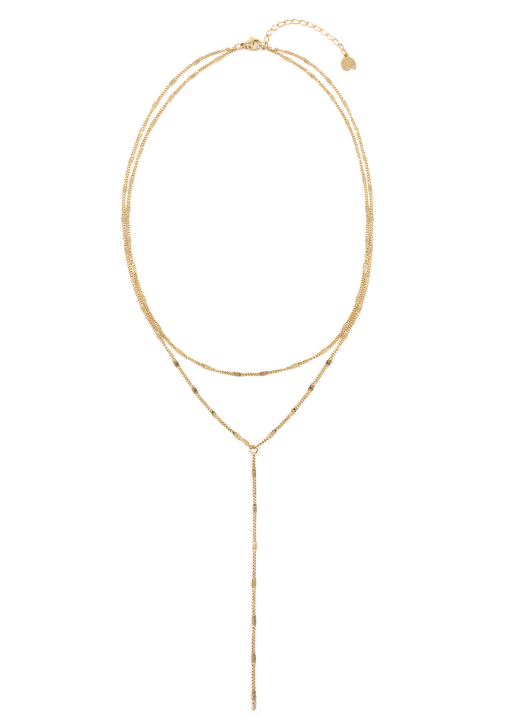 Doppelreihige Y Kette in Goldfarbe