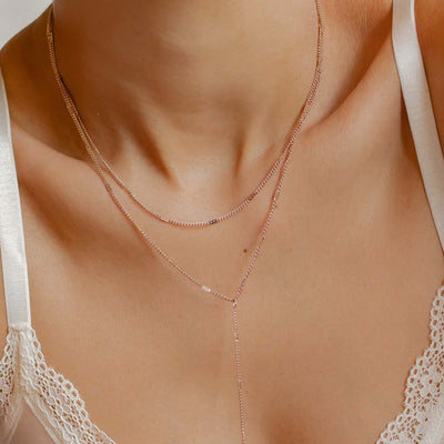 Doppelreihige Y Kette in Rosegold