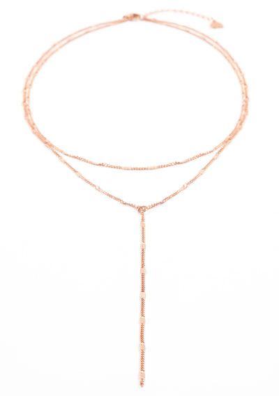 Doppelreihige Y Kette in Rosegold