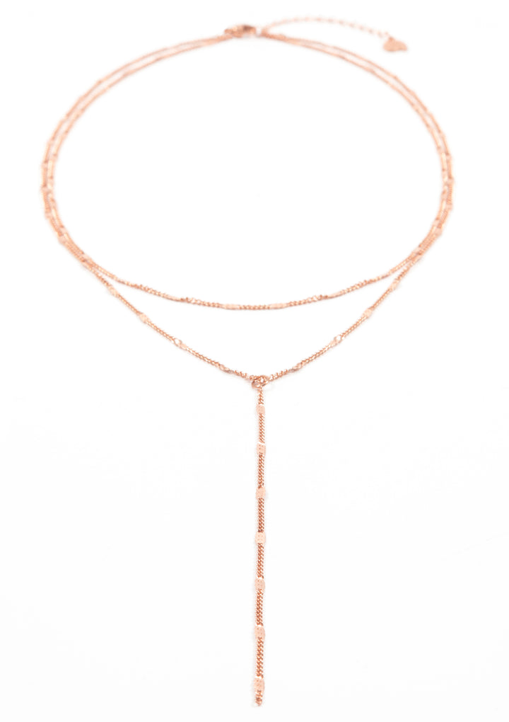 Layered Y Necklace Rose Gold