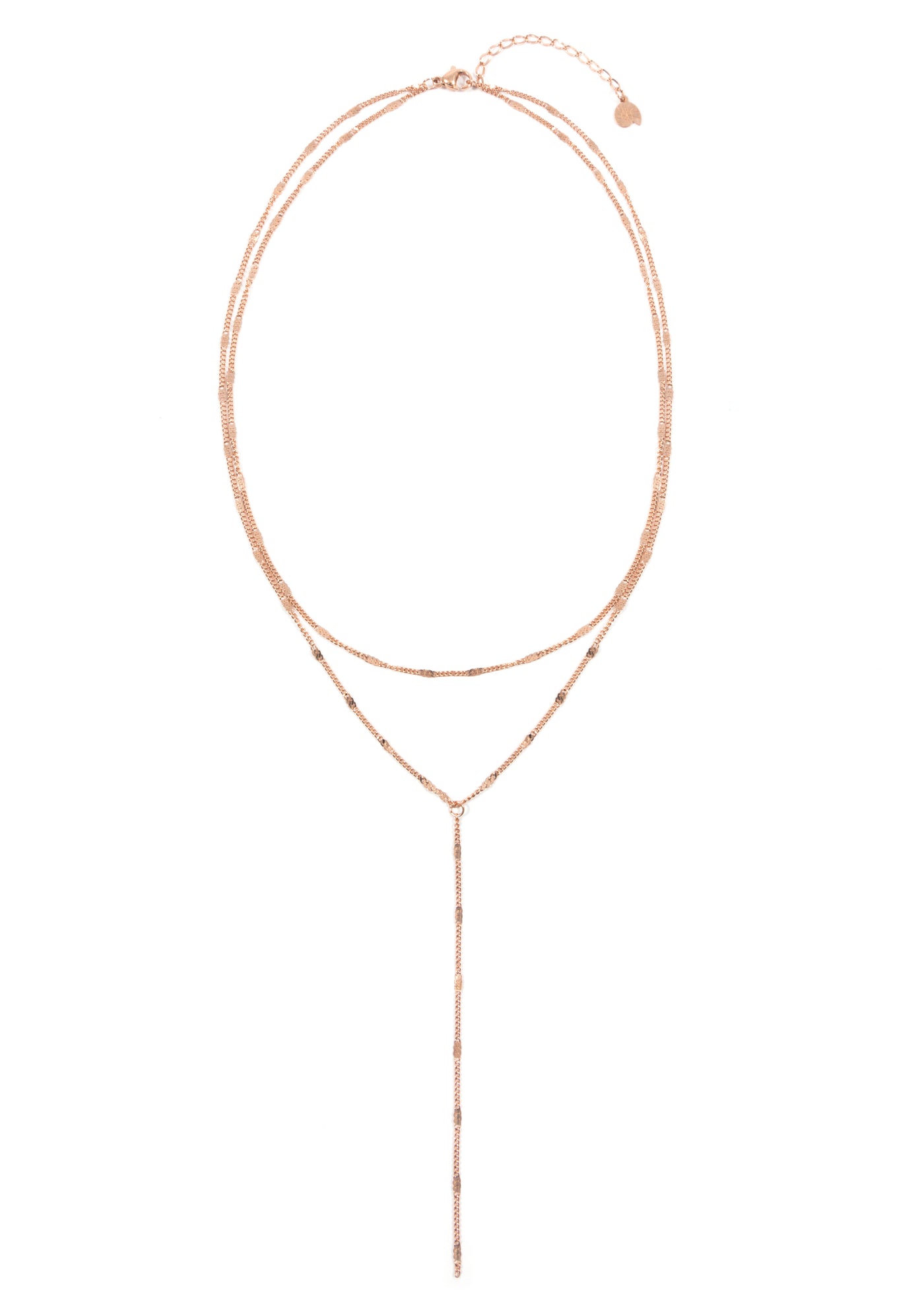 Layered Y Necklace Rose Gold