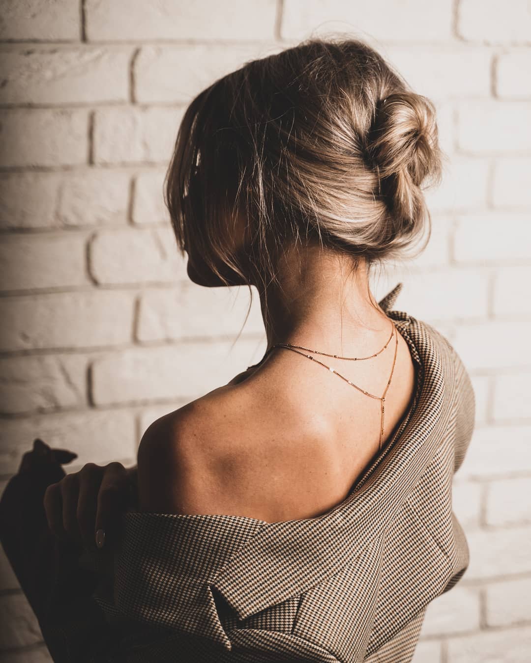 Doppelreihige Y Kette in Rosegold