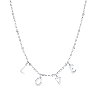 Love Charm Necklace Silver