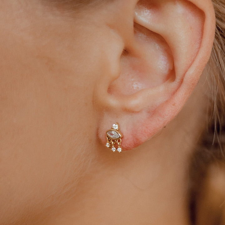 Lucky Eye Stud Earrings Sterling Silver Gold