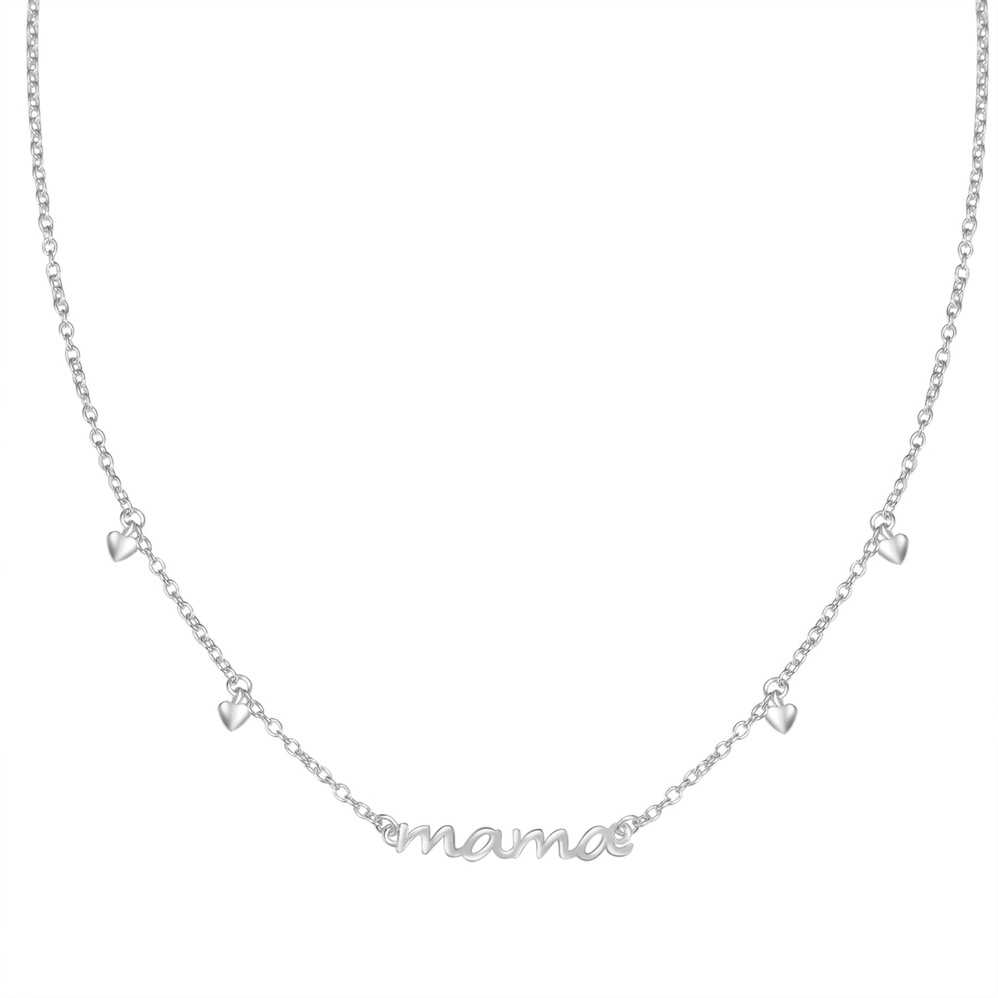 Mama Heart Charms Necklace Sterling Silver