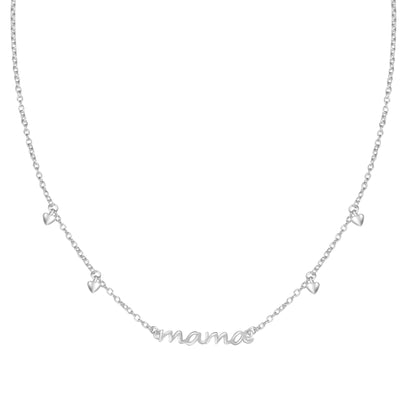 Mama Heart Charms Necklace Sterling Silver